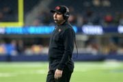 Oregon State head coach Jonathan Smith as the Beavers face the Utah State Aggies in the Jimmy Kimmel LA Bowl at SoFi Stadium in Los Angeles, California on Saturday, Dec. 18, 2021. 