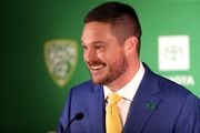 Dan Lanning is introduced as the 35th head football coach of the Oregon Ducks in Eugene, Oregon on Monday, Dec. 13, 2021.